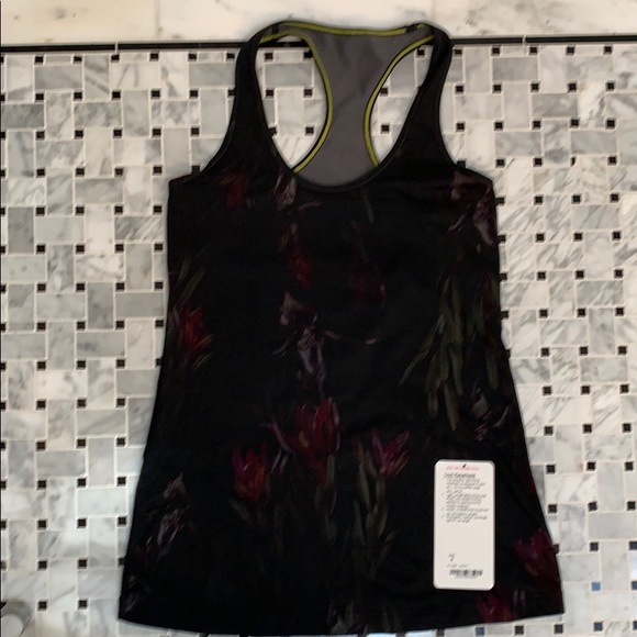 Lululemon Cool Racerback Black Floral- Like New - Picture 4 of 6